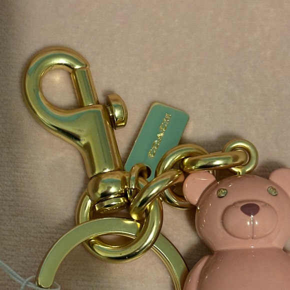 NWT Coach Teddy Bear Keychain / Charm - Pink - Picture 2 of 6